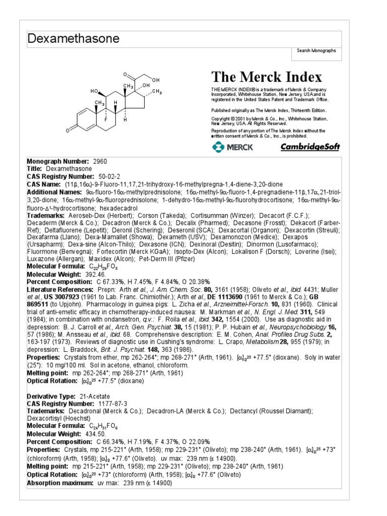 The Merck Index Dexamethasone Pdf Pharmaceutical Nature