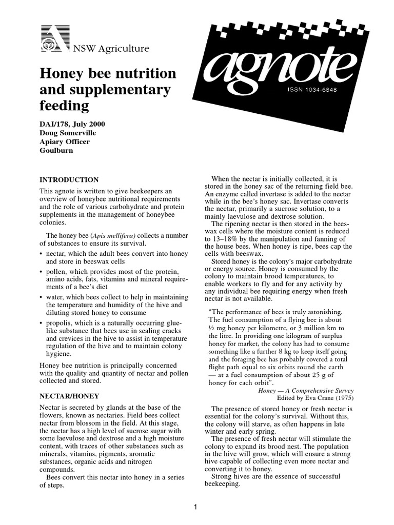 Honey Bee Nutrition Supplementary Feeding | Honey Bee | Honey