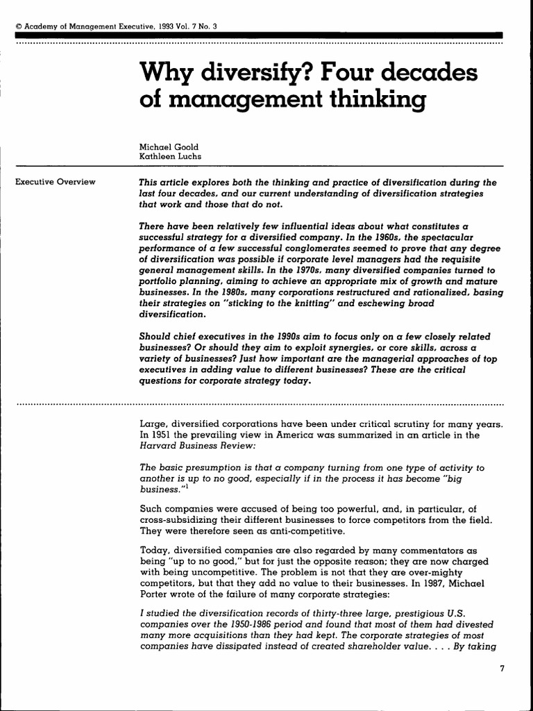 2 Why Diversify Pdf Pdf Strategic Management Diversification