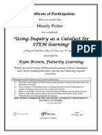 Certificate of Participation Stem and Inquiry 8th and 15th Jun 17 Fhps With Kym Brown
