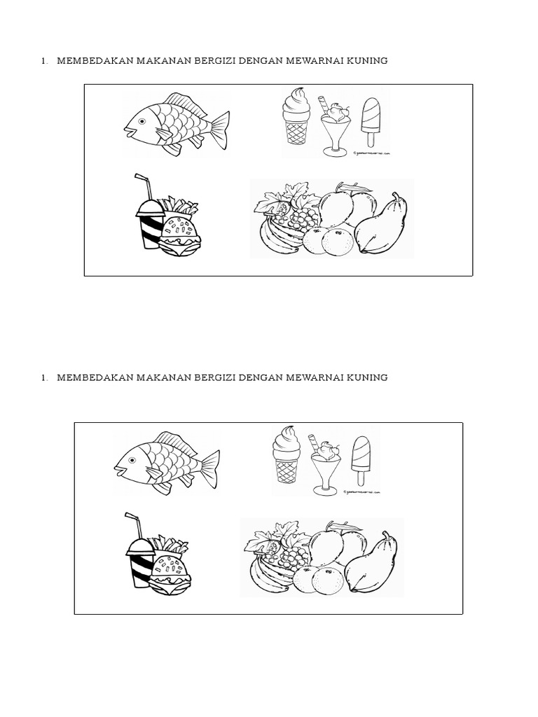 Gambar Mewarnai Makanan Kesukaan - gambarkakak