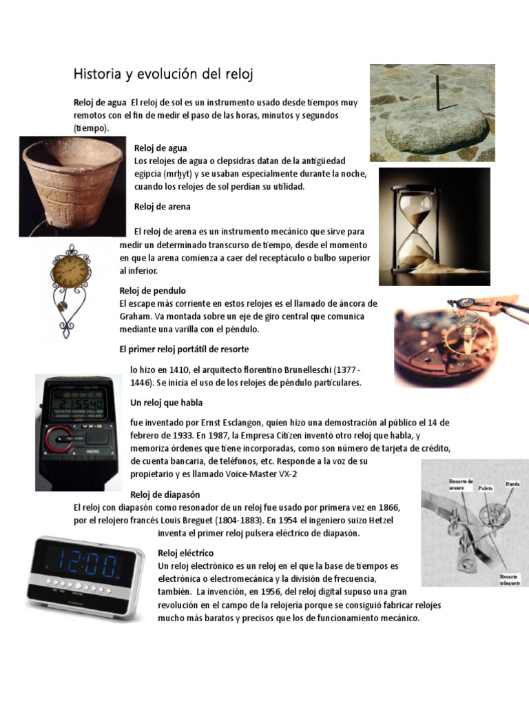 Historia y Evolución Del Reloj Reloj Horología