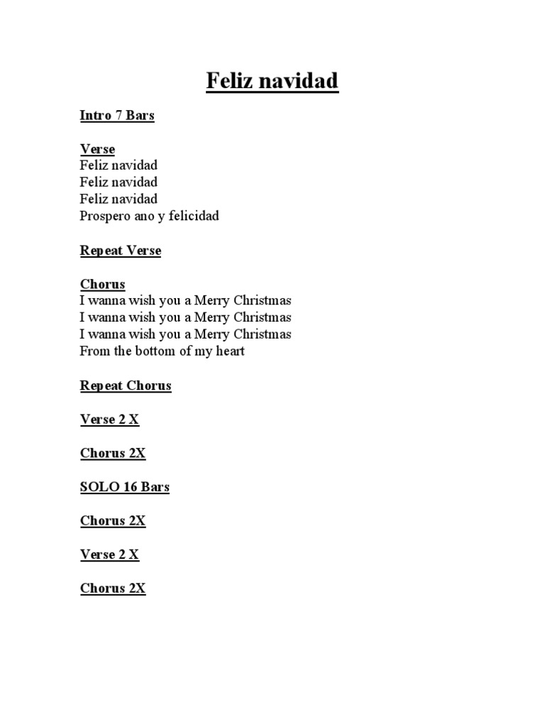 Feliz Navidad Lyrics | PDF