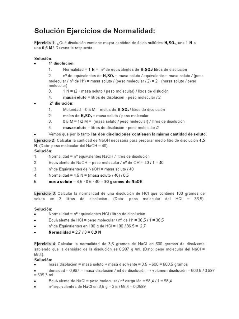 Normalidad | PDF | Concentración | Cantidad