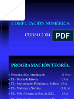 Computación Numérica: CURSO 2004-05