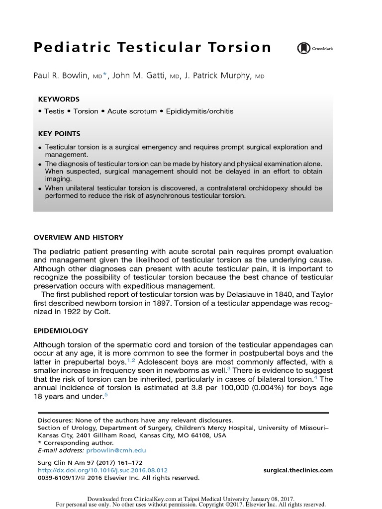 Pediatric Testicular Torsion Testicle Medical Imaging Free 30day