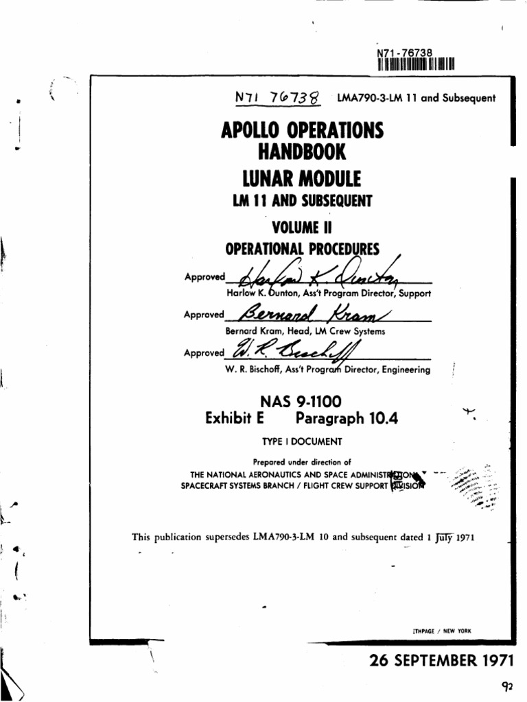 Apollo Lunar Module Operations Handbook Vol2 | PDF | Apollo Lunar ...