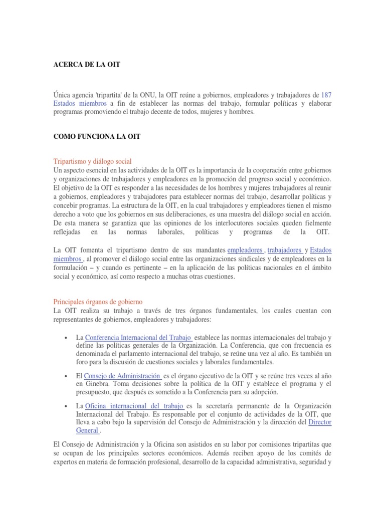 La Oit | PDF | Organización Internacional del Trabajo | Gobierno