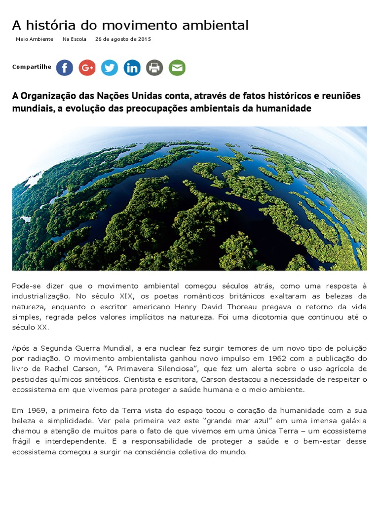 História do Movimento Ambientalista | PDF | Nações Unidas | Relações ...