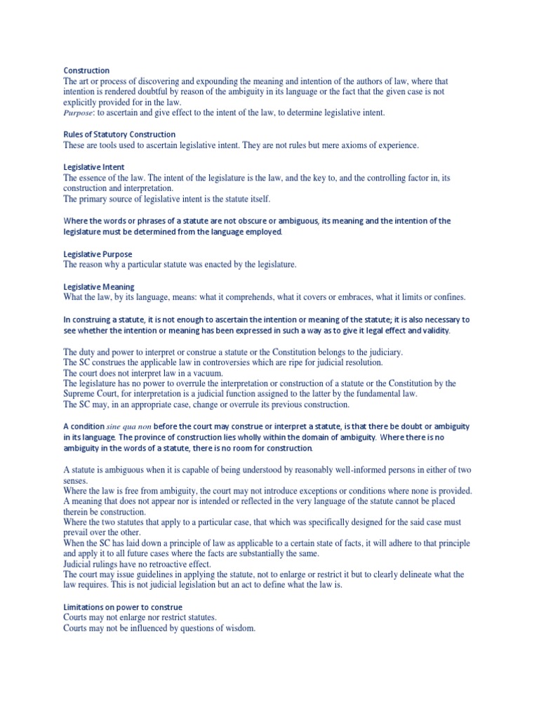 Statutory Construction REVIEWER Precedent Statutory Interpretation