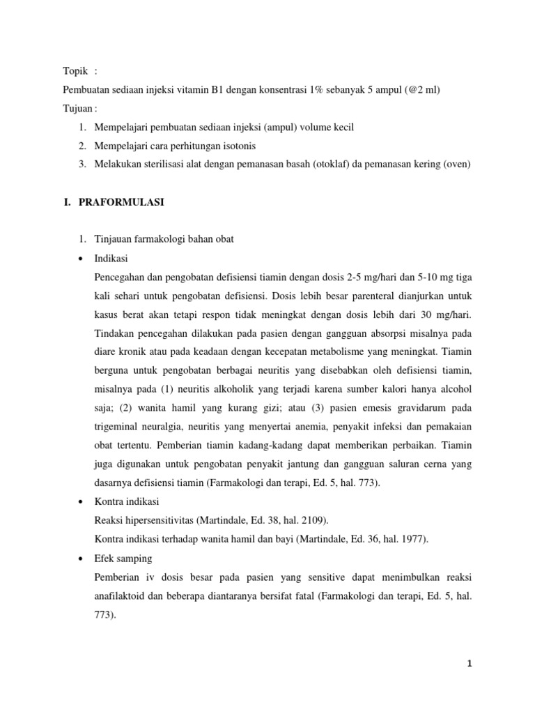 Laporan Steril Vitamin B1