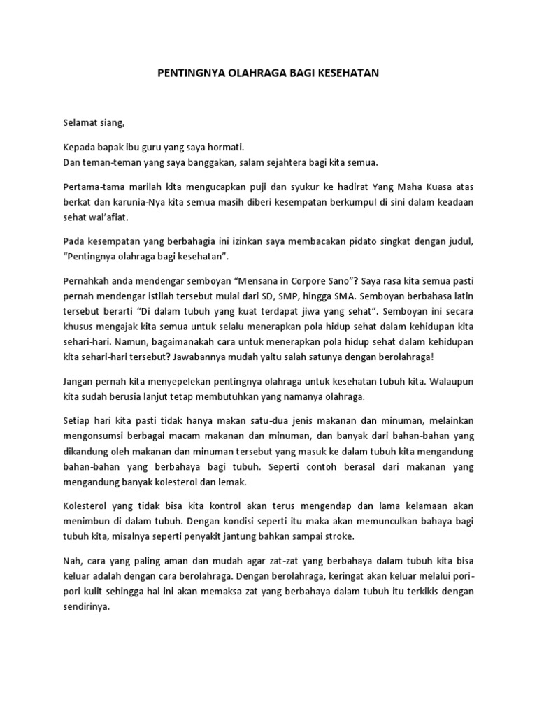 Contoh Pidato Singkat Tentang Kesehatan Mosaicone