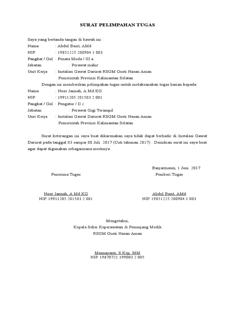 Surat Pelimpahan Tugas Pdf