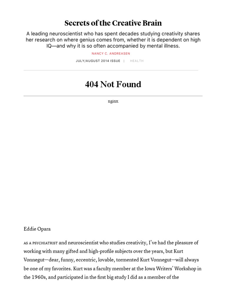 Secrets of the Creative Brain | PDF | Creativity | Genius