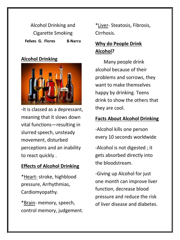 cigarette vs alcohol Effects of Alcohol and Smoking | PDF | Cigarette