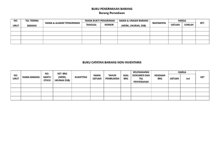 Buku Penerimaan Barang