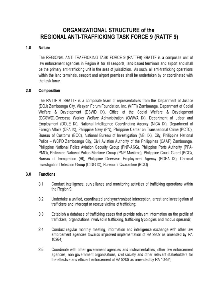 Structure of RATTF 9 Operations | PDF | Surveillance | Human Trafficking
