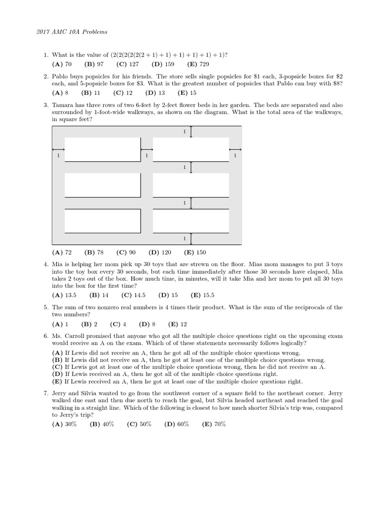 Amc 10a 2017 PDF Triangle Geometric Shapes