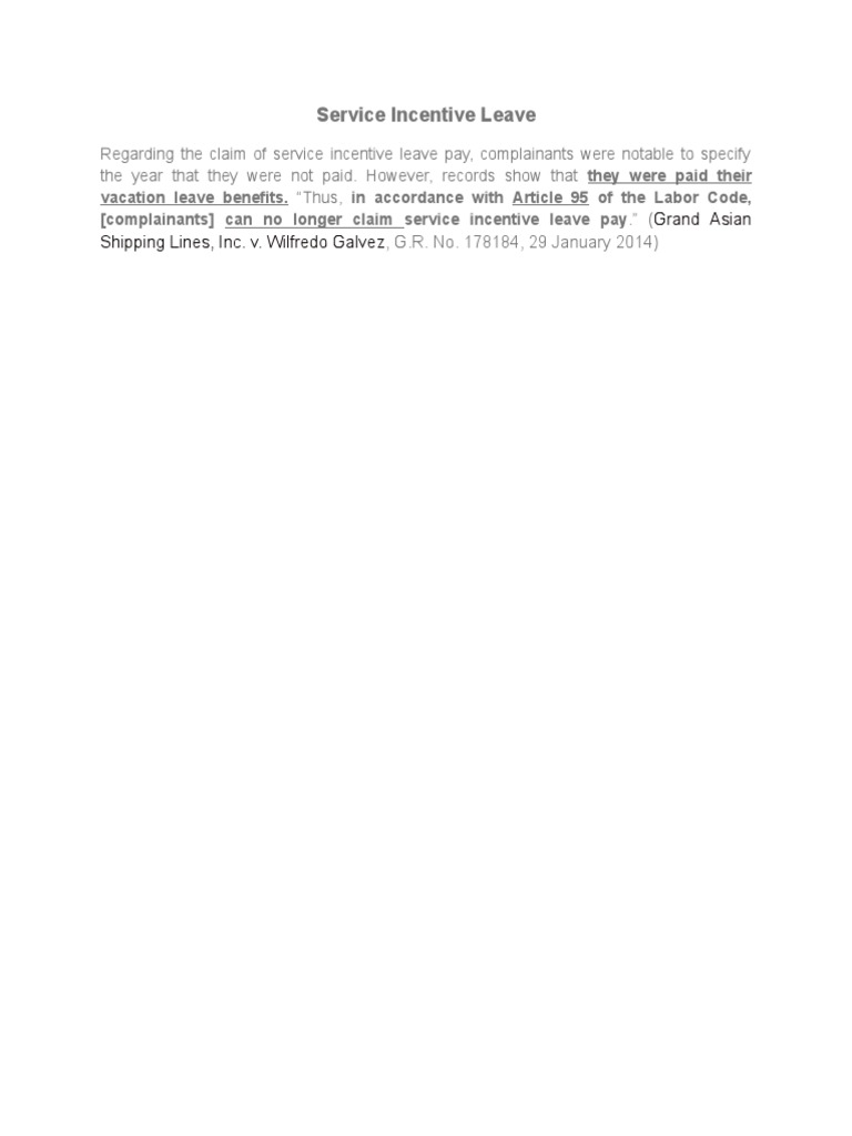 NLRC Service Incentive Leave - Research | PDF