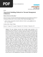 Energies: Theoretical Modelling Methods For Thermal Management of Batteries