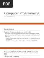 Computer Programming: 03 - BRANCHING