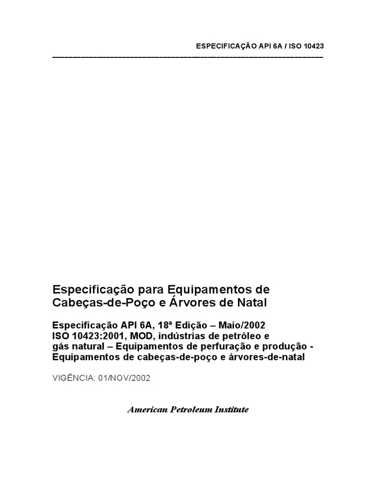 Especificação API 6A e ISO 10423 | PDF | Aço | Materiais