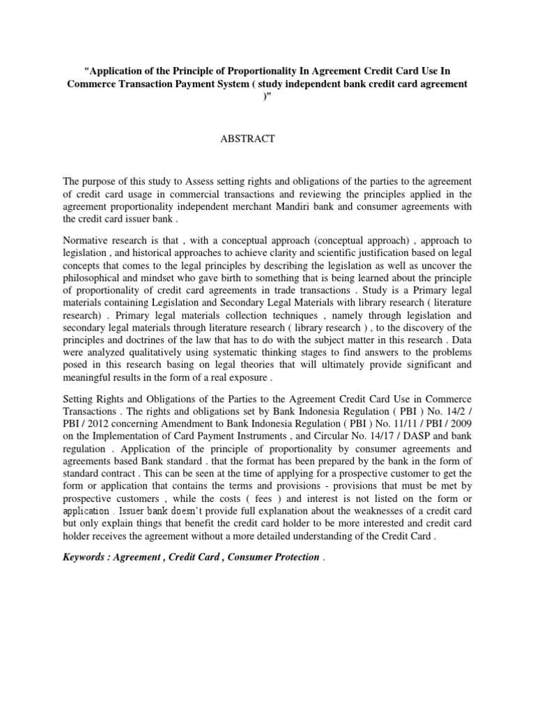 Application Of The Principle Of Proportionality In Agreement