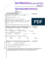 Test Initial Matematica Clasa A Via