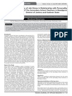 A Study of Job Stress in Relationship With Personality Traits of The Secondary School Teachers in Bandipora District of Jammu and Kashmir State