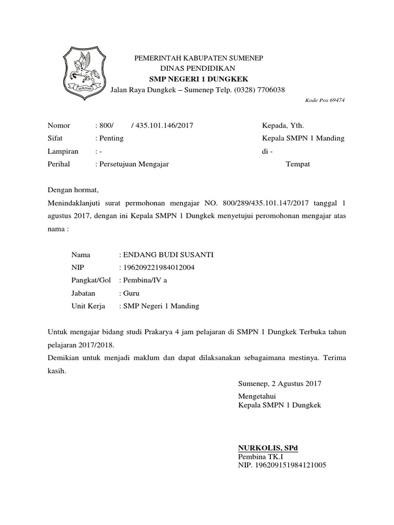 Surat Permohonan Mengajar
