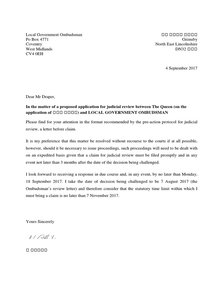 Letter Before Action >> Letter Before Action 4 Sept 2017 Redact Alternative Letter Before Action >> Letter Before Action 4 Sept 2017 Redact Alternative