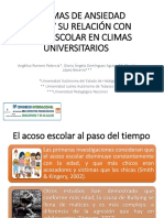 Síntomas de Ansiedad Social y Su Relación Con Acoso Escolar en Climas Universitarios