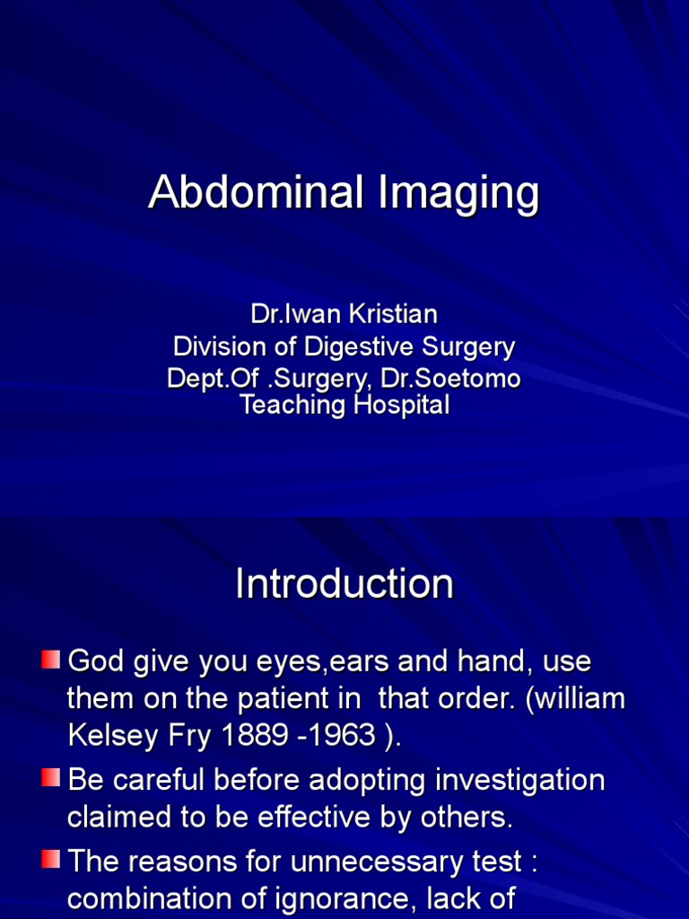 Abdominal Imaging Techniques Overview | PDF | Radiology | Ct Scan