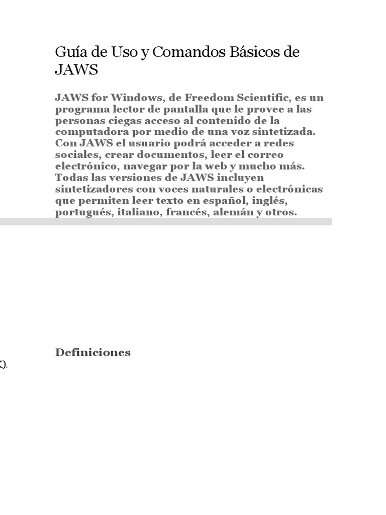 Comandos Básicos de JAWS para Windows | PDF | Hipervínculo | Red mundial