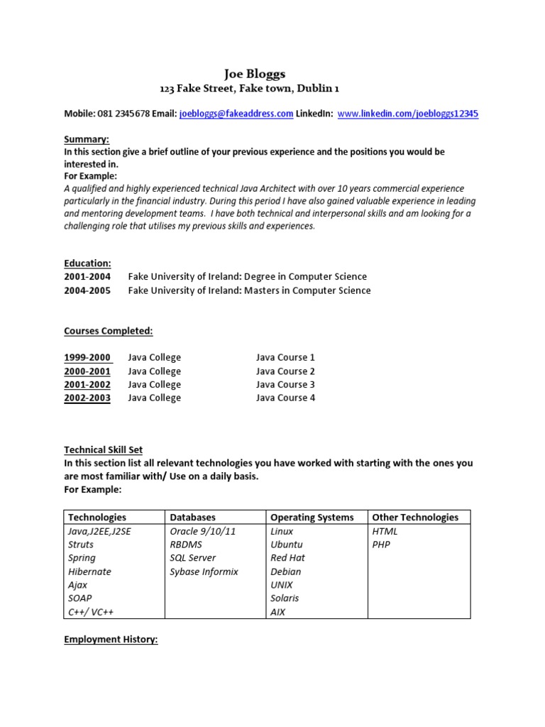 Joe Bloggs: Java Architect Resume | PDF | Spring Framework | Java Platform