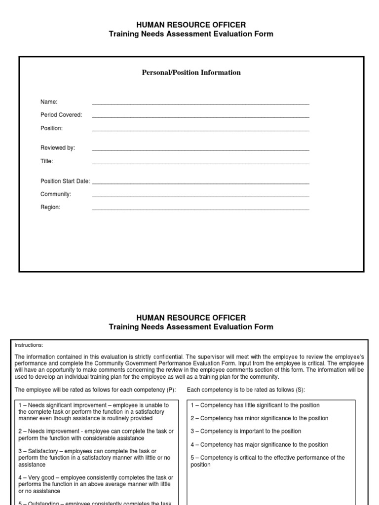 HR Training Needs Assessment Form | PDF | Recruitment | Employment