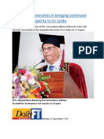 The Role of Universities in Bringing Continued Economic Prosperity To Sri Lanka