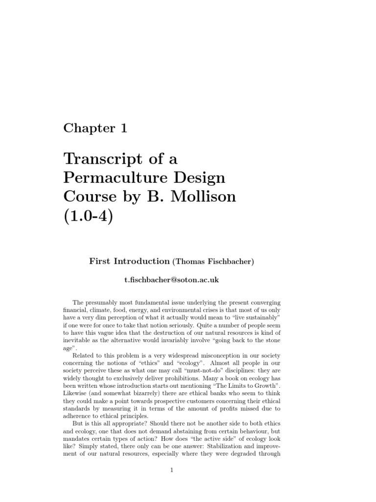 Permacutlrue Design Course By Bill Mollinson Soil Permaculture