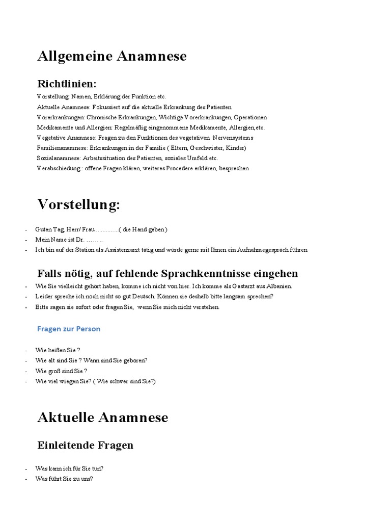 Allgemeine Anamnese