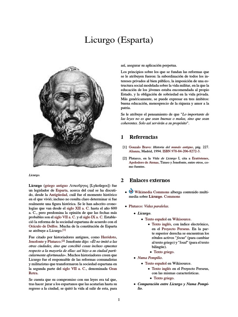 Licurgo | PDF | Antiguedad clasica | Antigua Grecia