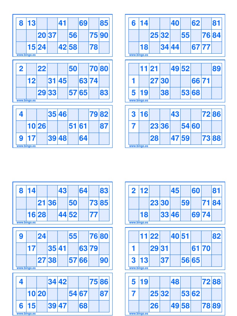 Cartones Bingo 90 Bolas Cartones Bingo 90 Bolas | PDF | Ajedrez | Juegos y actividades