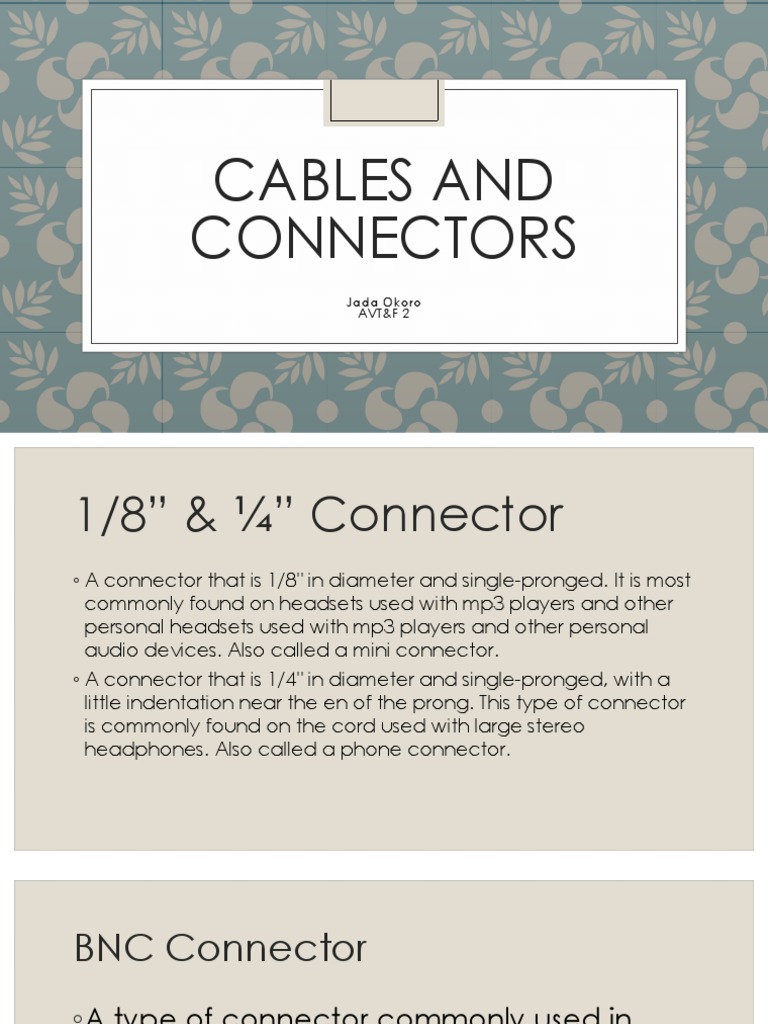 Cables and Connectors PDF