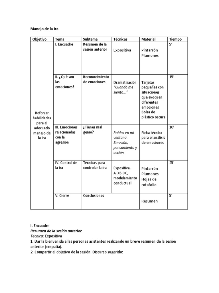 Manejo de La Ira | Descargar gratis PDF | Ira | Las emociones