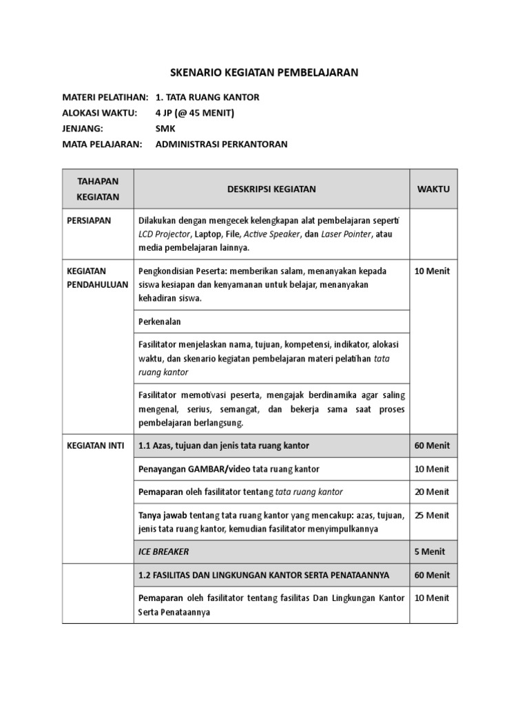 Contoh Skenario Adm Perkantoran