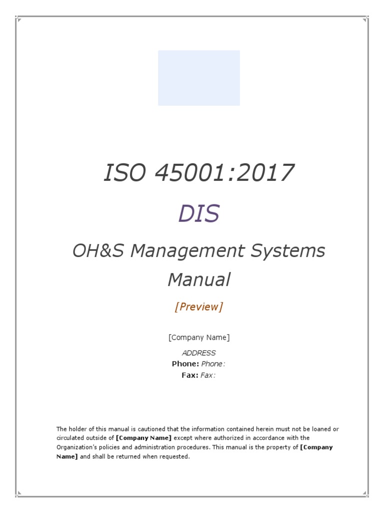 Iso 45001 Manual Template Free Download