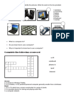 Complete The Following Crossword: Wi-Fi Notebook Plasma TV Ipod Internet