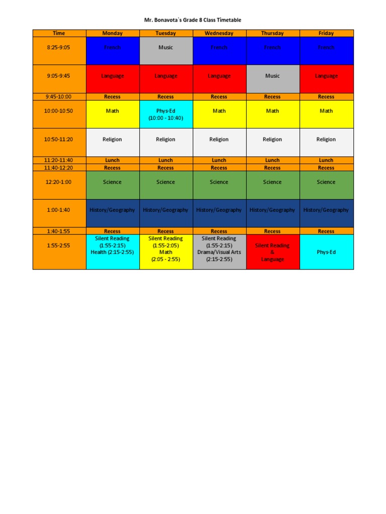 Daily Timetable For Students Pdf