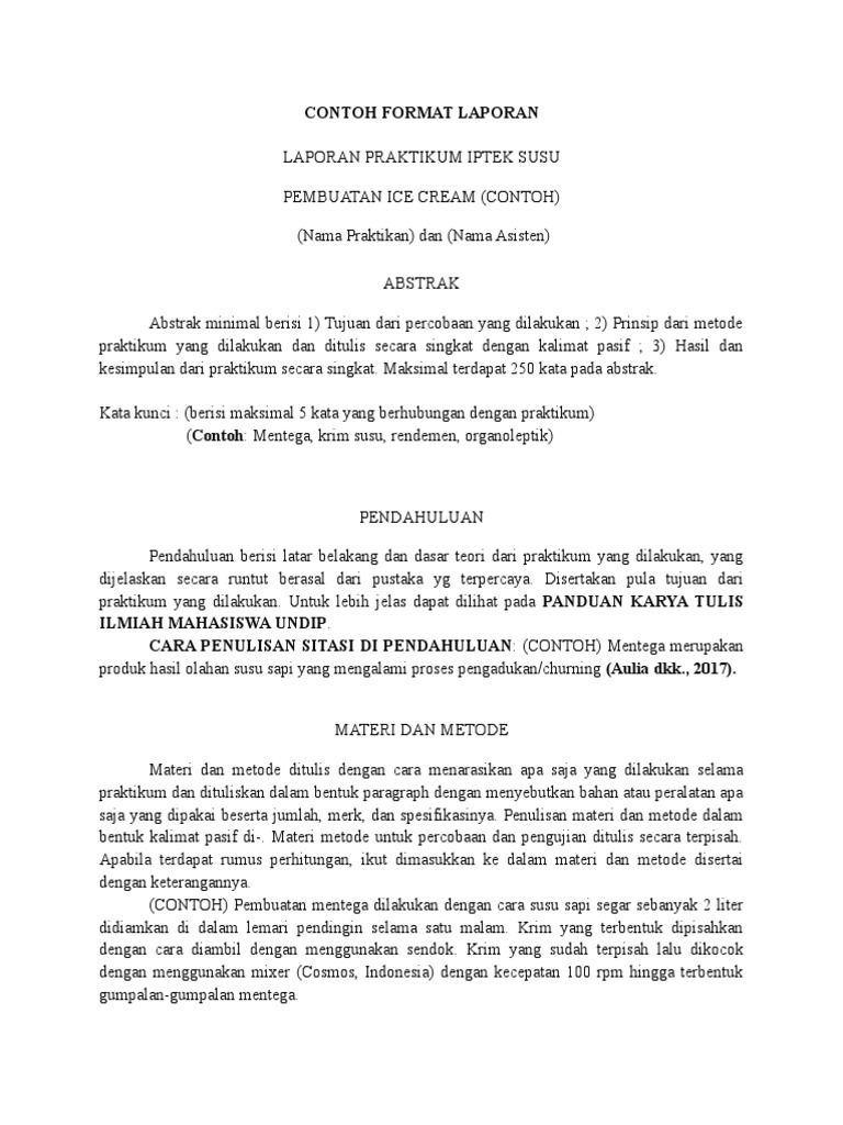 Contoh Format Laporan
