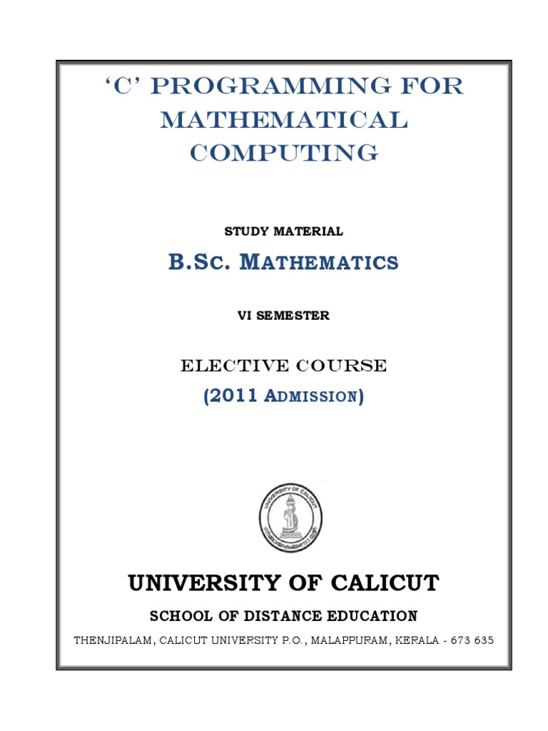VI Sem Maths C Programming For Mathematical Computing | PDF | Computer ...
