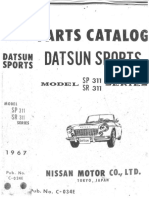 Datsun Sports Parts Catalog Model SP311 SR311 1967